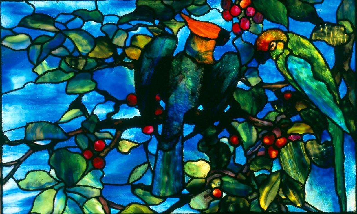 ルイスCティファニー ステンドグラス Parrotsおうむ グラスマスターズ社 Transom - The Charles Hosmer Morse Museum of American Art