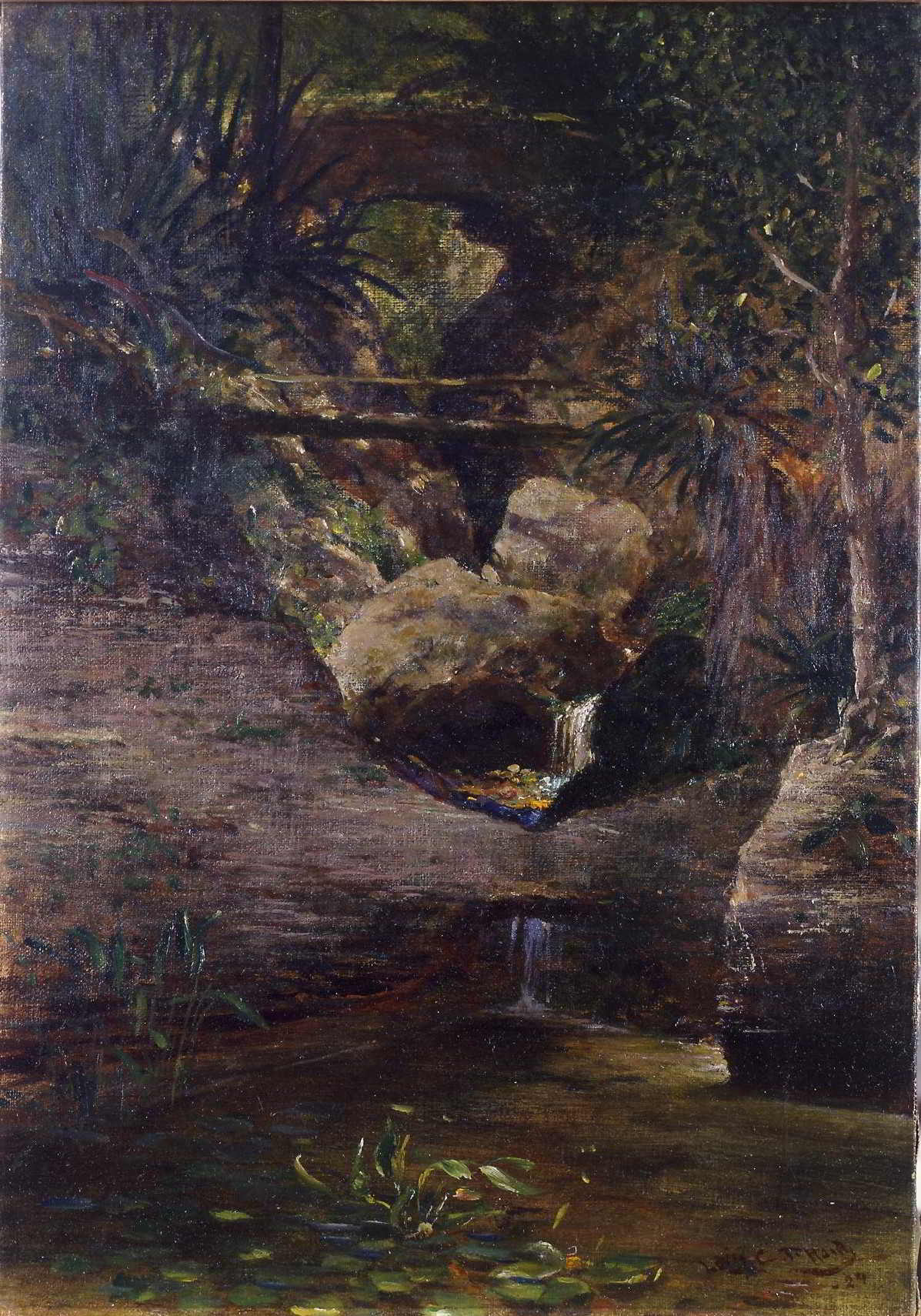 Landscape With Waterfall By Louis Comfort Tiffany